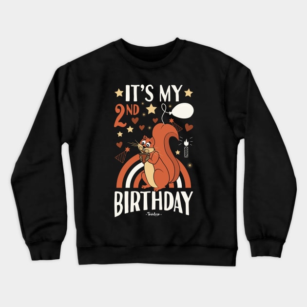 2nd Birthday Squirrel Crewneck Sweatshirt by Tesszero